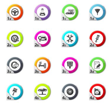 vektör araç servis istasyonu simgeler kümesi