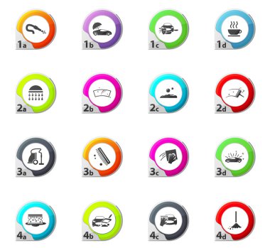 Oto yıkama duş hizmet Icons set