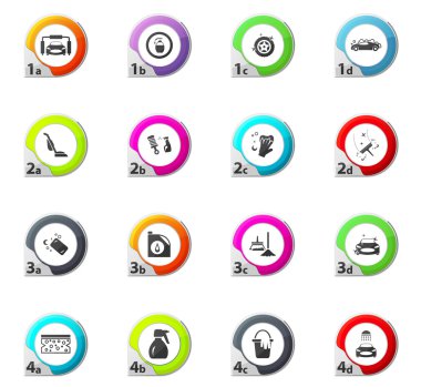 Oto yıkama duş hizmet Icons set