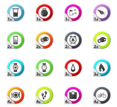 Jogging ve egzersiz apps Icons set izleme