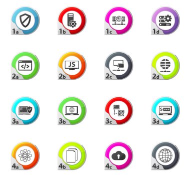 Internet, sunucu, ağ Icons set