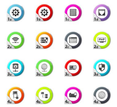 Internet, sunucu, ağ Icons set