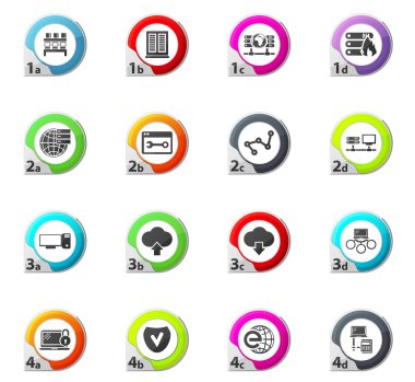 Internet, sunucu, ağ Icons set