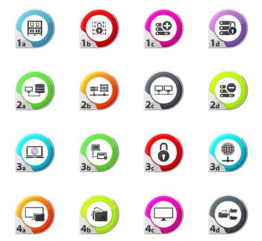 Internet, sunucu, ağ Icons set