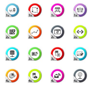 Internet, sunucu, ağ Icons set