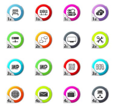 Internet, sunucu, ağ Icons set