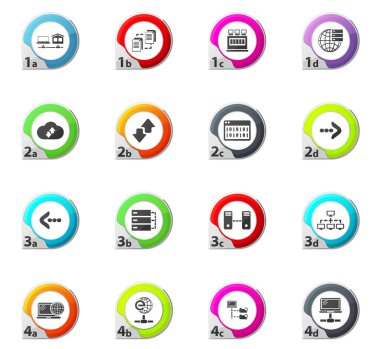 Internet, sunucu, ağ Icons set