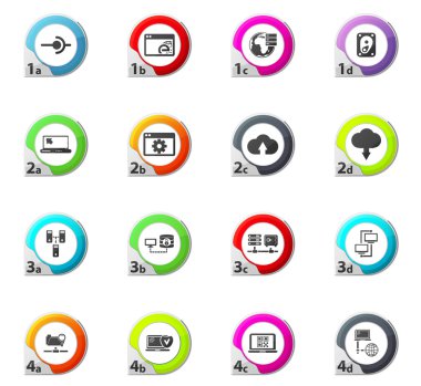 Internet, sunucu, ağ Icons set