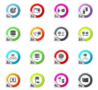 Internet, sunucu, ağ Icons set
