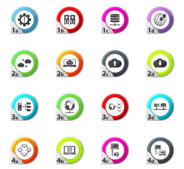 Internet, sunucu, ağ Icons set