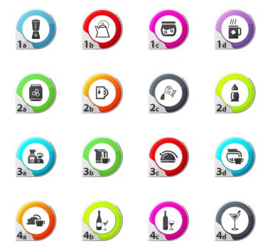 İçecekler simgeler kümesi için mutfak eşyaları