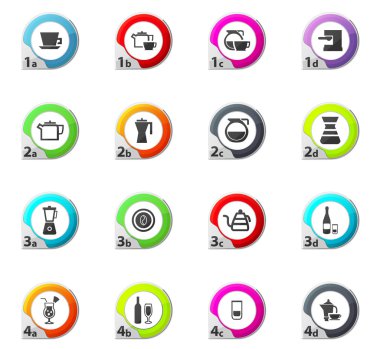 İçecekler simgeler kümesi için mutfak eşyaları