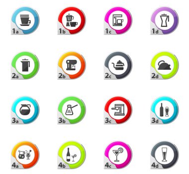 İçecekler simgeler kümesi için mutfak eşyaları