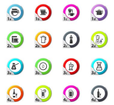 İçecekler simgeler kümesi için mutfak eşyaları