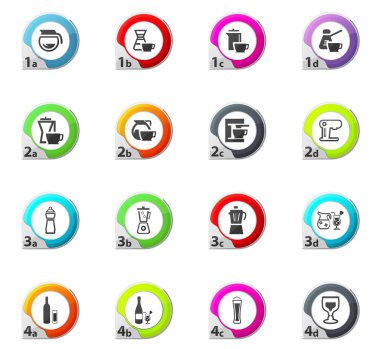 İçecekler simgeler kümesi için mutfak eşyaları