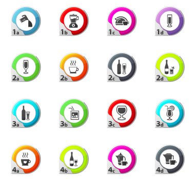 İçecekler simgeler kümesi için mutfak eşyaları