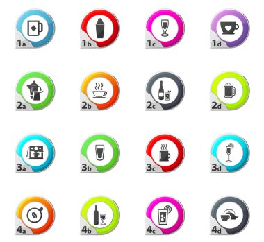 İçecekler simgeler kümesi için mutfak eşyaları