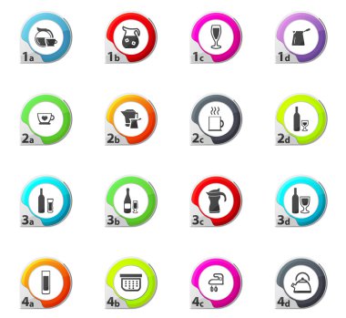 İçecekler simgeler kümesi için mutfak eşyaları