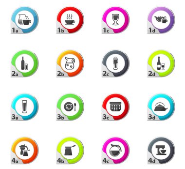 İçecekler simgeler kümesi için mutfak eşyaları