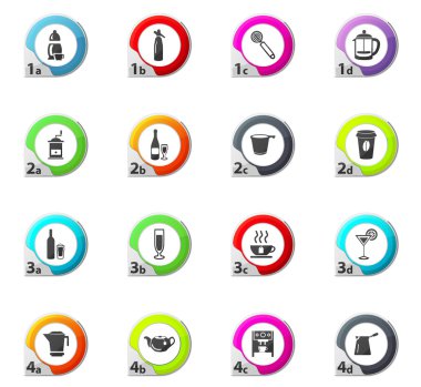 İçecekler simgeler kümesi için mutfak eşyaları