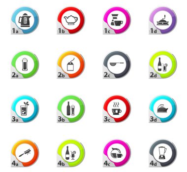 İçecekler simgeler kümesi için mutfak eşyaları