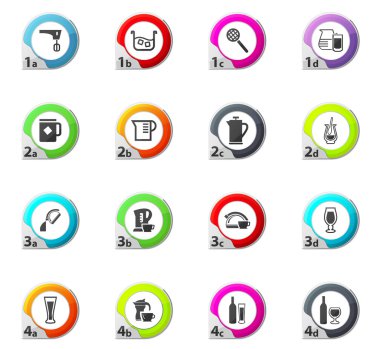 İçecekler simgeler kümesi için mutfak eşyaları