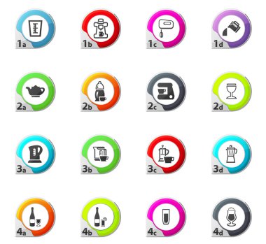 İçecekler simgeler kümesi için mutfak eşyaları