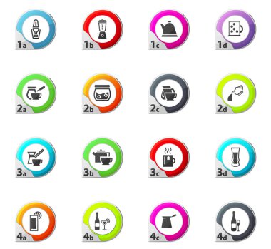 İçecekler simgeler kümesi için mutfak eşyaları