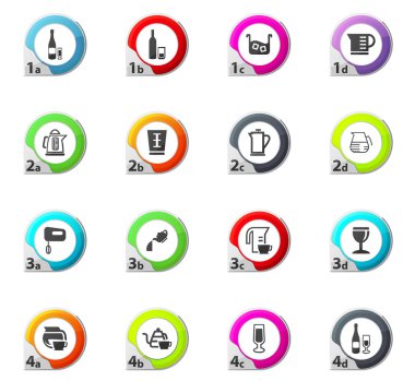 İçecekler simgeler kümesi için mutfak eşyaları