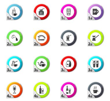 İçecekler simgeler kümesi için mutfak eşyaları