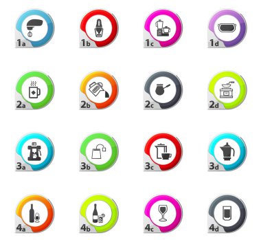 İçecekler simgeler kümesi için mutfak eşyaları