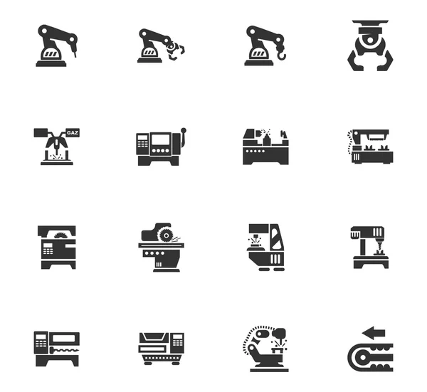 Set icone macchina utensile — Vettoriale Stock