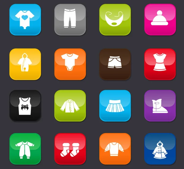 Symbole Vêtements Pour Bébés Pour Icônes Web Boutons Colorés Sur — Image vectorielle