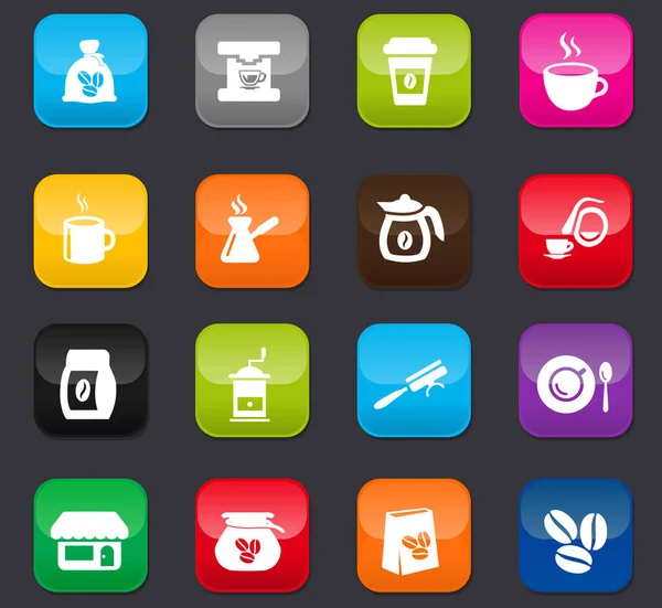 Conjunto Iconos Café Para Sitios Web Interfaz Usuario Botones Colores — Archivo Imágenes Vectoriales