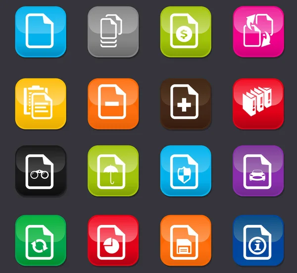 Ícone Documentos Definido Para Sites Interface Usuário Botões Coloridos Fundo —  Vetores de Stock