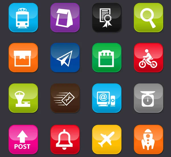 Webサイトとユーザーインターフェイス用に設定されたサービスアイコンを投稿します 暗い背景の色のボタン — ストックベクタ