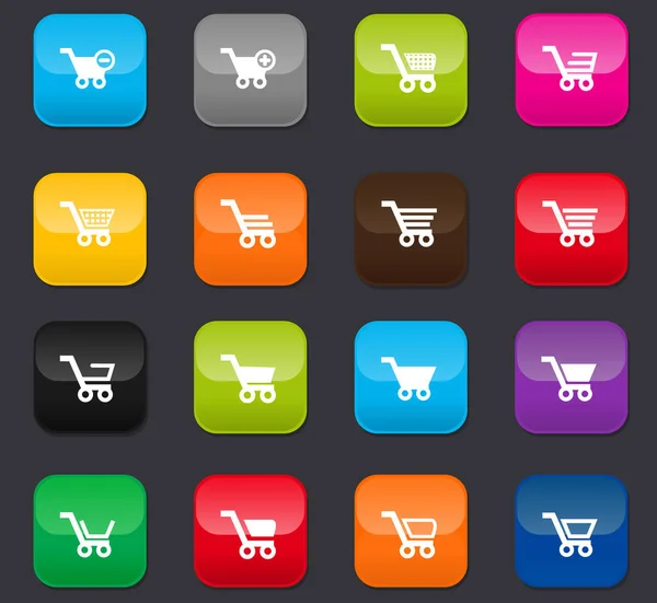 Shopping Bascket Icon Set Web Sites User Interface Colored Buttons — Stock Vector