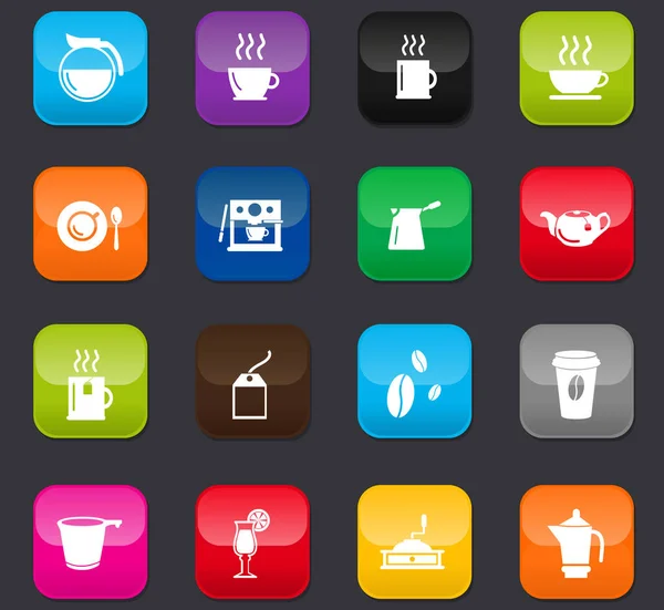 Symbole Café Pour Icônes Web Boutons Colorés Sur Fond Sombre — Image vectorielle