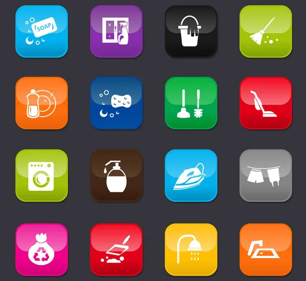 Símbolo Empresa Limpieza Para Iconos Web Botones Colores Sobre Fondo — Archivo Imágenes Vectoriales