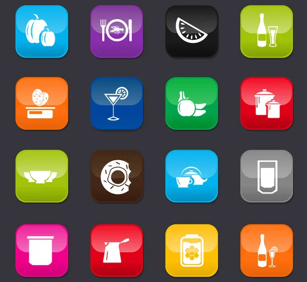 Eten Keuken Symbool Voor Web Iconen Gekleurde Knoppen Een Donkere — Stockvector