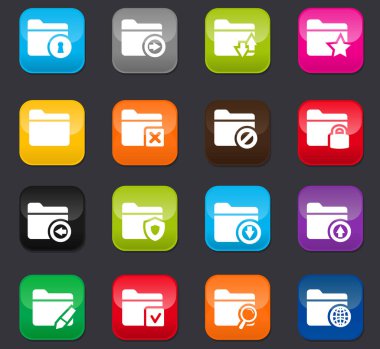 Web siteleri ve kullanıcı arayüzü için dizin simgesi ayarlandı. Koyu arkaplanda renkli düğmeler