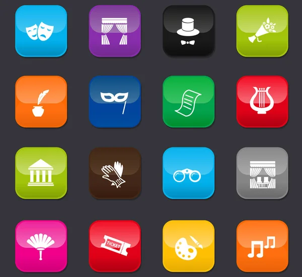 Símbolo Teatro Para Iconos Web Botones Colores Sobre Fondo Oscuro — Archivo Imágenes Vectoriales