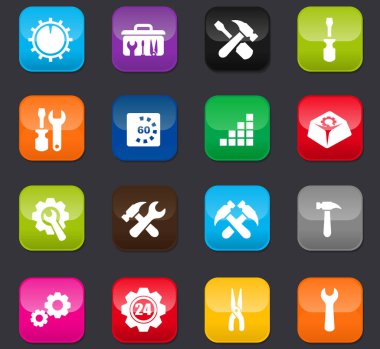 Web siteleri ve kullanıcı arayüzü için simge ayarlanıyor. Koyu arkaplanda renkli düğmeler