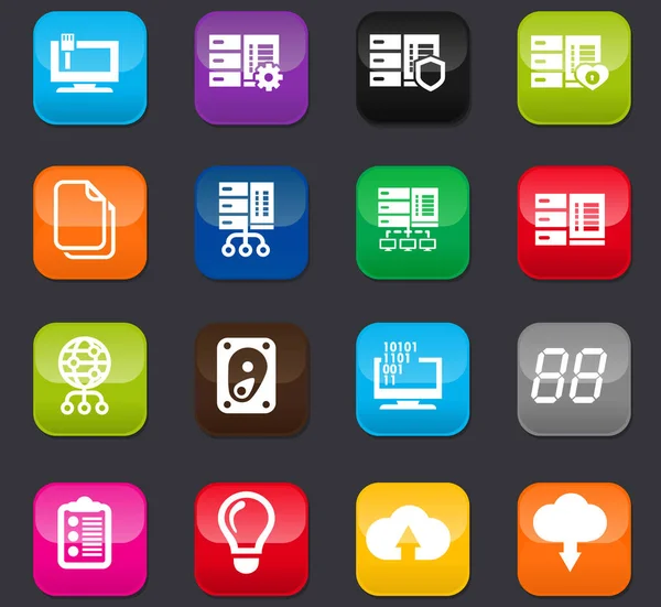 Iconos Web Del Servidor Para Diseño Interfaz Usuario Botones Colores — Archivo Imágenes Vectoriales