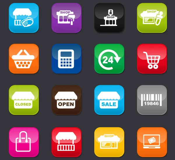 Conjunto Iconos Tienda Para Sitios Web Interfaz Usuario Botones Colores — Archivo Imágenes Vectoriales