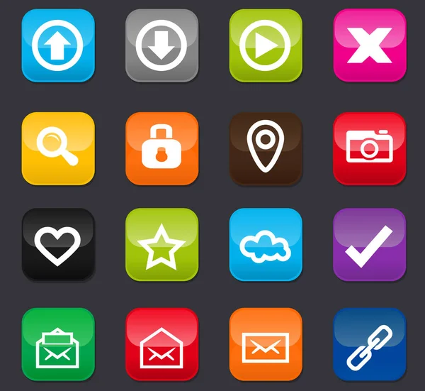 ユーザーインターフェイスのデザインのためのユーザーインターフェイスベクトルアイコン 暗い背景の色のボタン — ストックベクタ