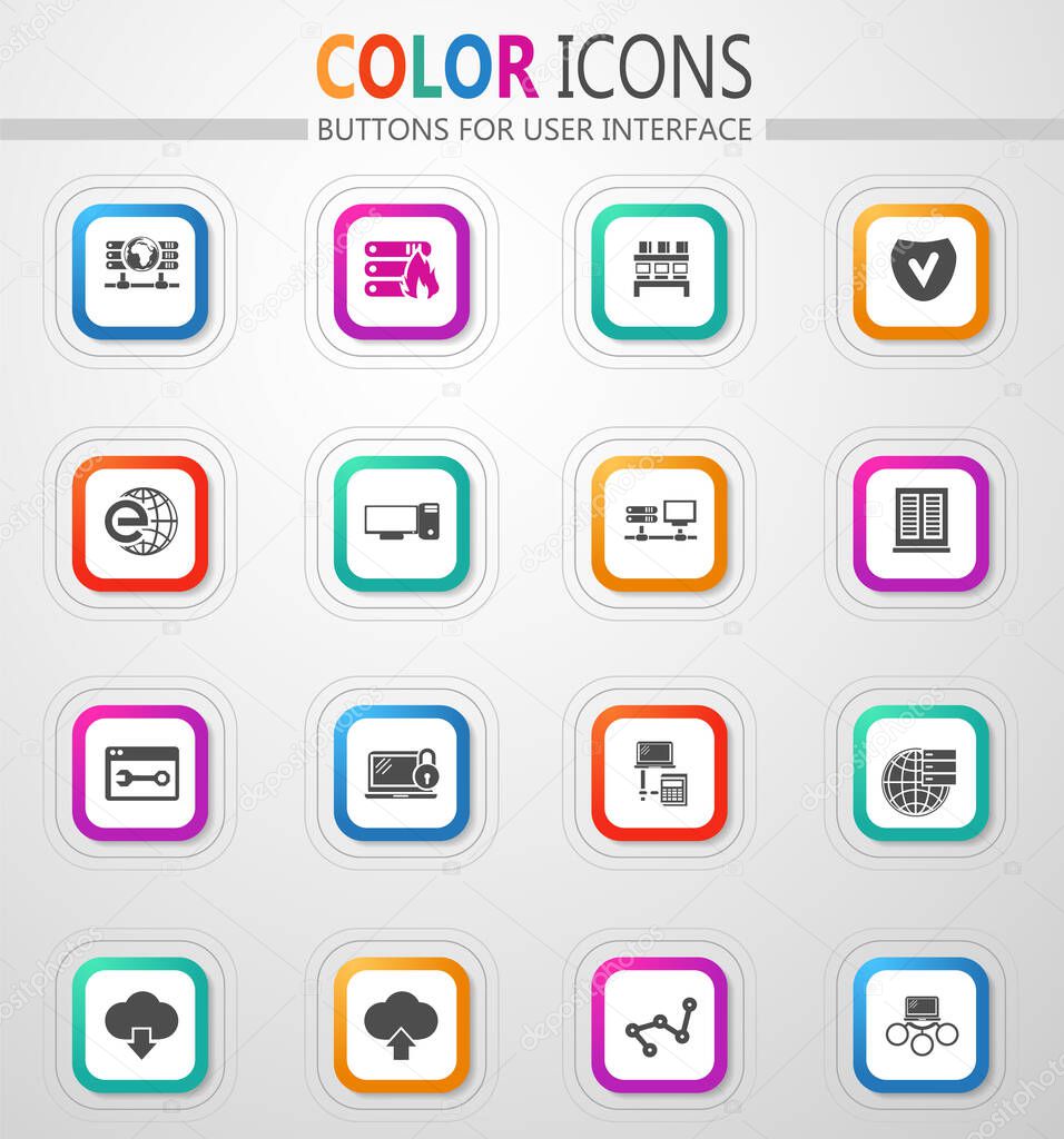 Internet, server, network icon set for web sites and user interface