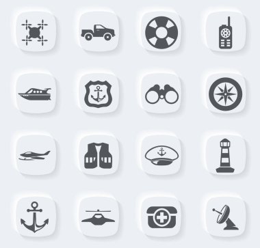 Kullanıcı arayüzü tasarımı için Sahil Güvenlik vektör simgeleri