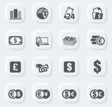 Kullanıcı arayüzü tasarımı için para birimi değişim vektör simgeleri