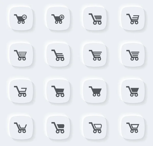 Shopping Bascket Pictogram Set Voor Websites Gebruikersinterface — Stockvector